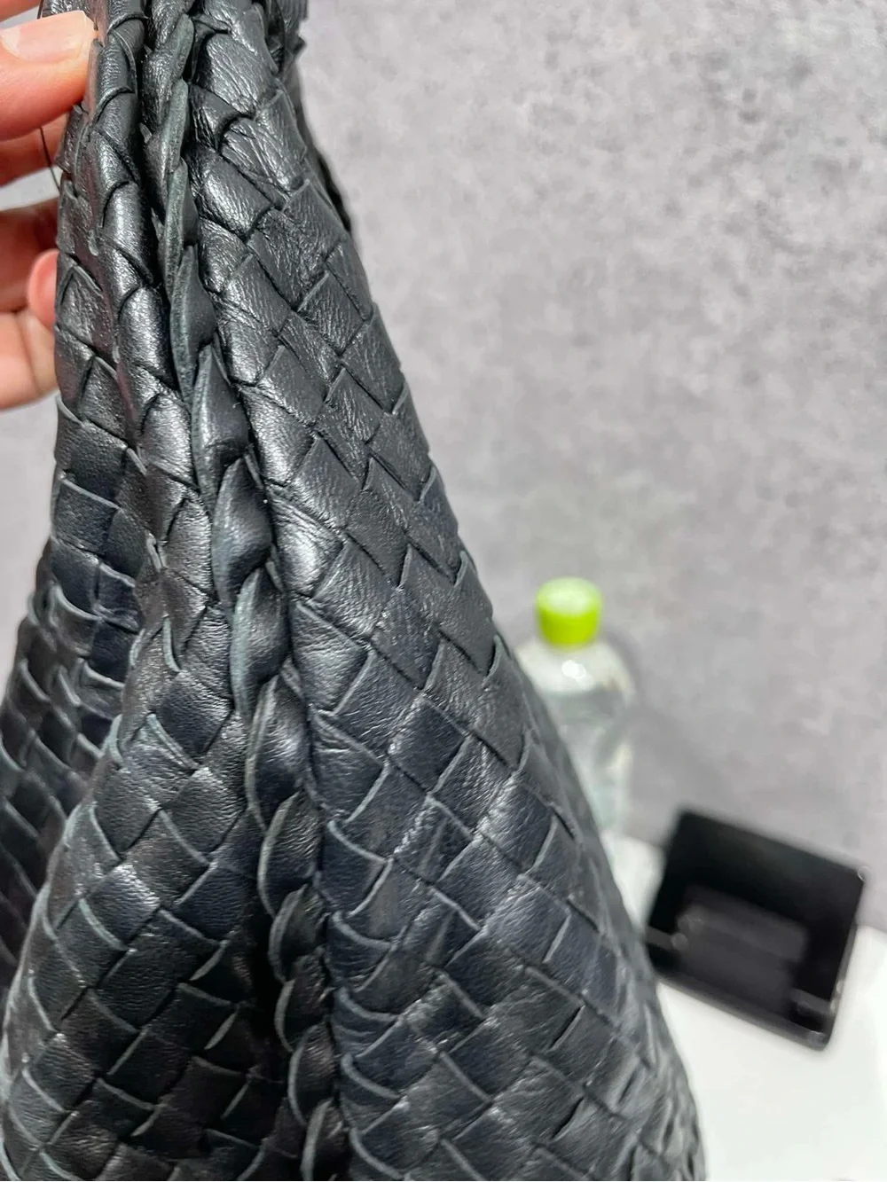 Bottega Veneta Black Intrecciato Woven Hobo Shoulder Bag